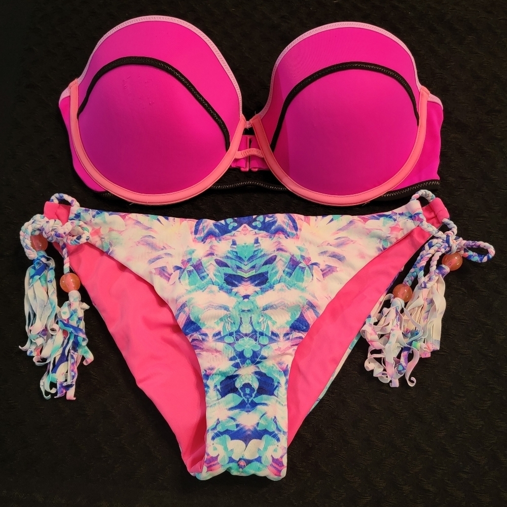 Victoria's Secret Strapless Bandeau Reversible Size 36D Bikini Size Large
